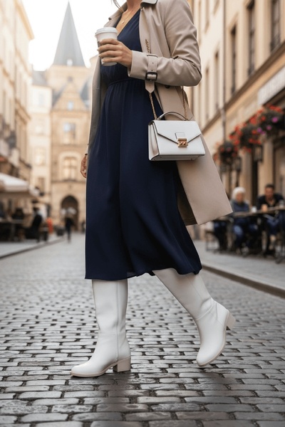 DİVOLYA Lorida Білі шкіряні черевики на підборах (5 см) з бічною блискавкою для щоденного використання