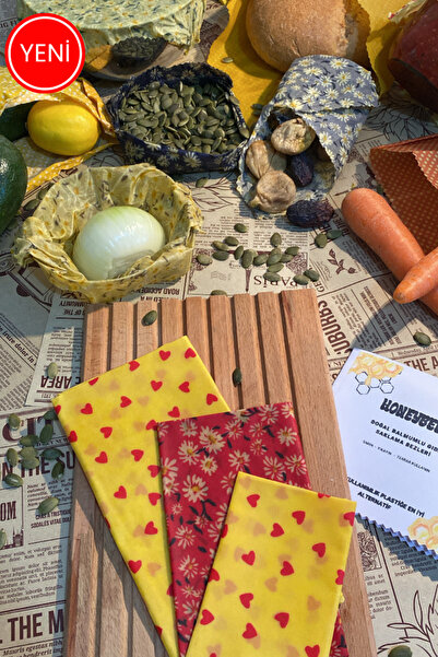 Home Reusable Daisy Pattern Natural Beeswax Food Storage Cloth 3 Pieces 20*20...