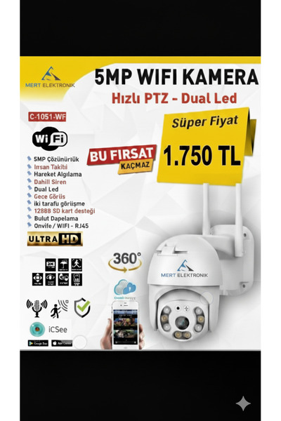 mrtelk Ptz Iç Ve Dış Mekan 360 Derece Çift Antenli 1080p Speed Dome Tipi Ip Güvenlik Kamerası