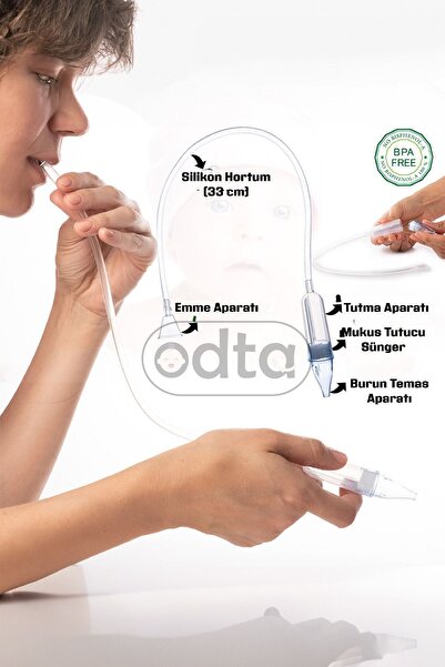 ODTA Burun Aspiratörü ve 12 Yedek Uç | Bebek Nazal Aspiratör | Burun Temizleyici | Nasal Aspiratör