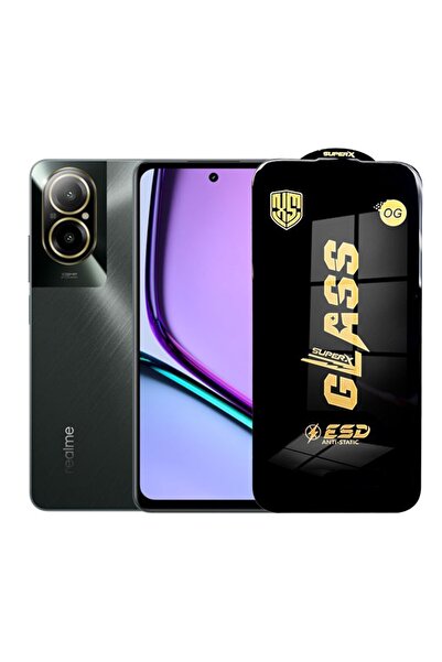 Flippy Protective Film for Realme C67 (Flippy) - 0.35mm ESD Tempered Glass, Black Edges, Antistatic