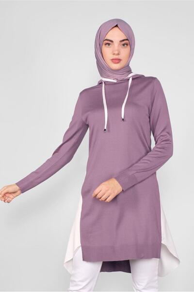 Alvina Hooded Shirt Piece Knitwear Tunic 41060