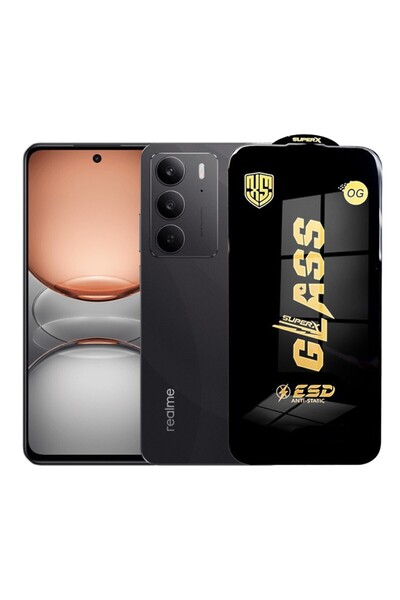 Flippy Protector de ecran pentru Realme C75, sticlă securizată ESD de 0,35 mm, margini negre, antizgârieturi, antistatic