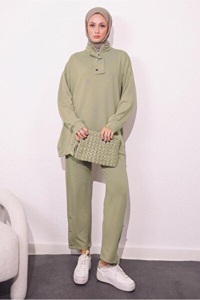 TRENDTESETTÜR Γυναικείο Σετ με Πράσινο Πλεκτό Παντελόνι - T 9064