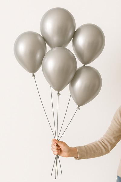 Parti dolabı 5li Metalik Gümüş Gri Renk Metalik Balon Doğum Günü ,Bride to be Süsleme Dekorasyon Partisi