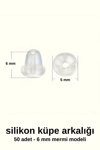 thecolourfully 6 MM Silikon Küpe Arkalığı 50 Adet, Mermi Model