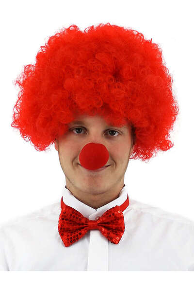 ZERO LAND MTXDPN Perucă afro ondulată de culoare roșie, păr fals și set de nas roșu (85402)