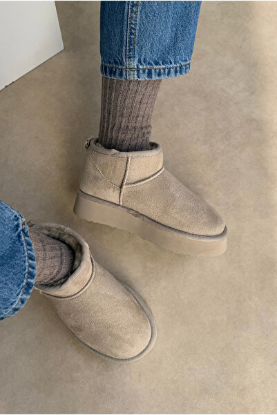 Mupa Shoes Mini İçi Kürklü Kalın Tabanlı BEJ