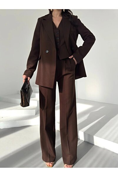 MYGİYİMİSTANBUL jacket vest palazzo pants 3-piece suit