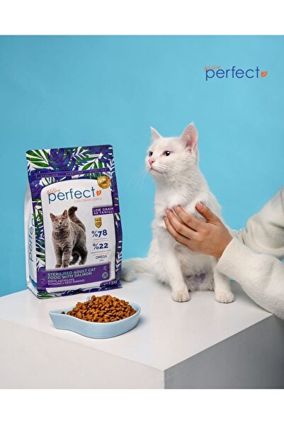 PERFECT Cat Plus, Az Tahıllı / Düşük Tahıllı Kısırlaştırılmış Somon Balıklı Kedi Maması 1,5 Kg