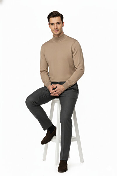 Oppland Чоловічий зимовий светр з напівкомірцем, бавовняний, в'язаний, довгі рукави, однотонний, вільний крій