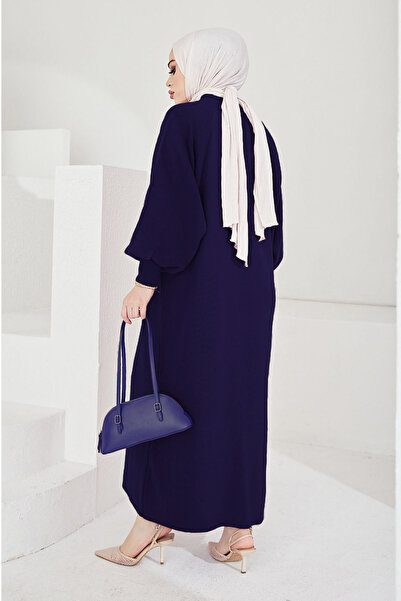 InStyle Hidžábové šaty Mina s balónovým rukávom - námornícka modrá