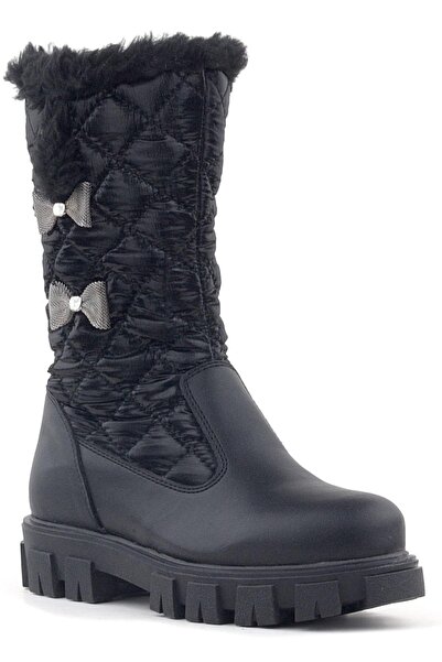 Rakerplus Чорні довгі дощові чоботи для дівчаток на блискавці з стрічкою