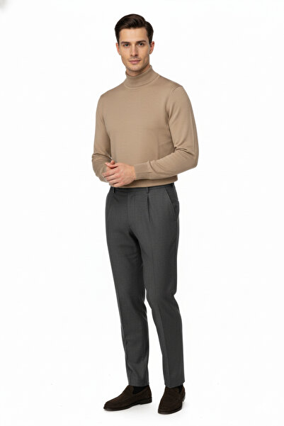 Oppland Ανδρικό χειμωνιάτικο πουλόβερ με μισό ζιβάγκο βαμβακερό πλεκτό μακρυμάνικο μονόχρωμο χαλαρή εφαρμογή