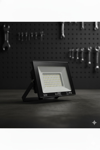 ERM 220V 50W Beyaz Işık LED Projektör - Su Geçirmez Slim Metal Kasa Dış Mekan...