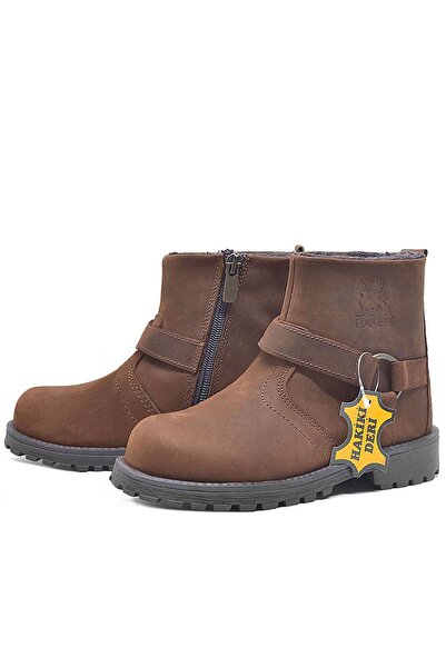 Rakerplus Παιδικές μπότες Chiron Γνήσιο Δερμάτινο Κανέλα με φερμουάρ