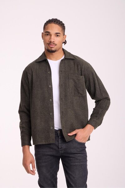 Valiberta Frankel Каше Тканина Однокишенькова Relaxed Fit Чоловіча сорочка - Хакі