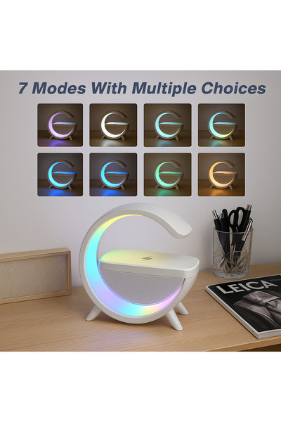 Generic Large RGB Light Bluetooth Speaker with Wireless Phone Charger - 3-in-1 LED Speaker Stand
