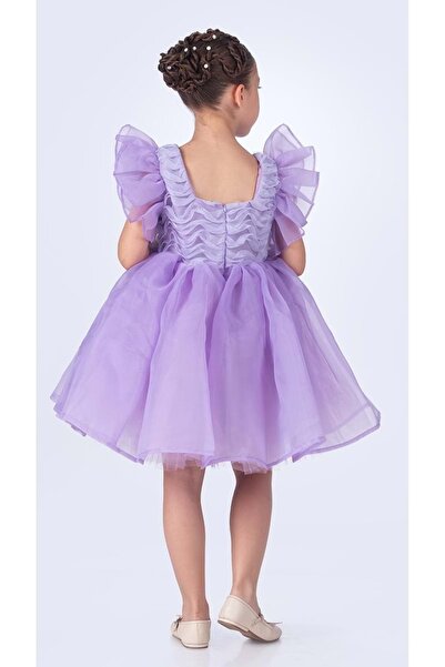 Mnk Baby&Kids Maronia Kız Çocuk Prenses Model Abiye Elbise - M00746 LİLA