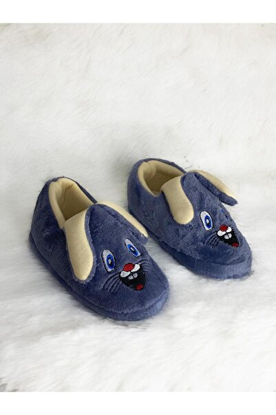 Büşra Sultan Ayakkabı & Çanta Unisex Children's Gray Rabbit Animal Figured Children's Slippers Non-Slip Sole Kindergarten Nursery Home Shoes