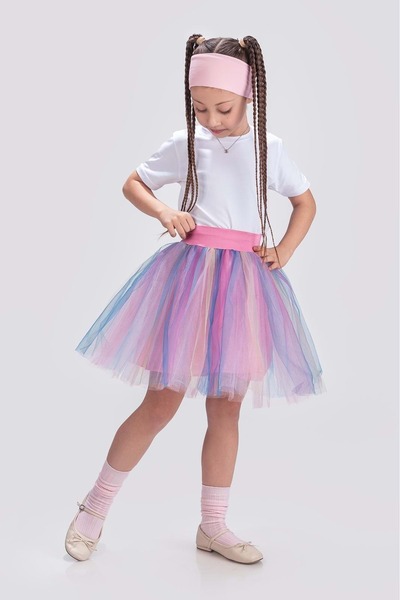 Mnk Baby&Kids Fusta de petrecere pentru fete Tutu Curcubeu M00727 ROZ ÎNCHIS