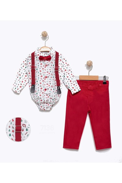 Mnk Baby&Kids Christmas New Year's Themed Boy Set - Mnk0656 White