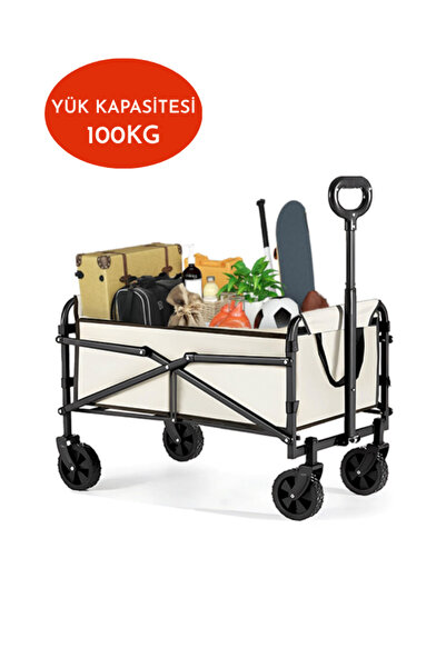 Fujika Yeni Nesil Su Geçirmez Katlanır Portatif El Arabası Kamp Piknik Plaj Pazar Market Koli Yük Paket