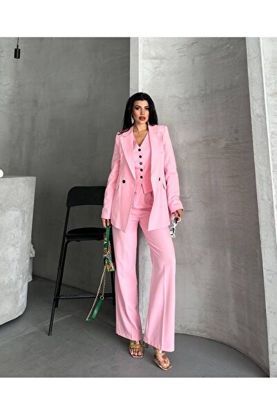 MYGİYİMİSTANBUL jacket vest palazzo pants 3-piece suit