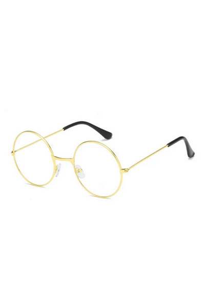 ZERO LAND MTXDPN Ochelari rotunzi din sticlă în stil John Lennon, imagine hippie, cu ramă aurie (123509) Ochelari transparenți