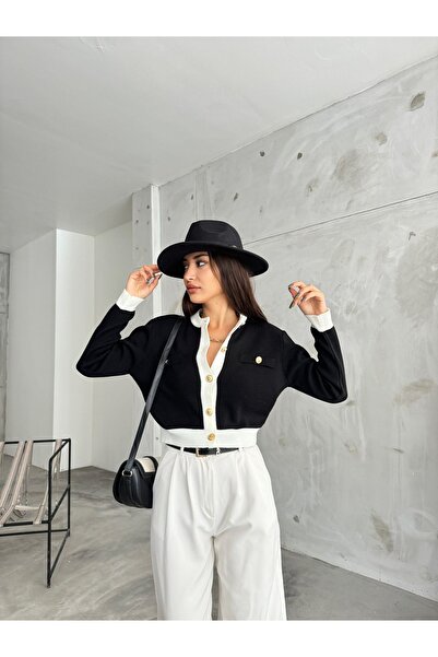 charm butik CARDIGAN CROP CU BUTON AUR