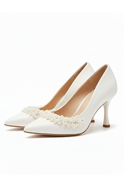 ŞAH İnci Taşlı Stiletto Gelin Nikah Abiye Ayakkabı
