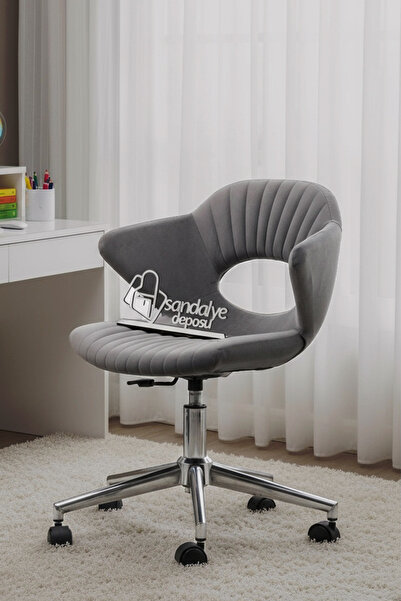 SandalyeDeposu Hole Çalışma Sandalyesi Ve Ofis Koltuğu (AÇIK GRİ KUMAŞ)