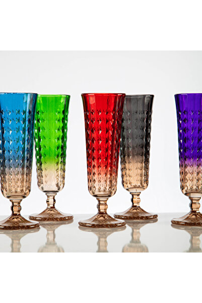 bellanest Queen Flüt 6 Çift Renk- Kahveyanı Bardağı-Meşrubat Bardağı-Su barda...