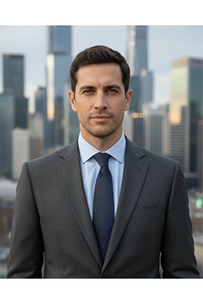 1001 Kravat Siyah İnce Çizgili 8 Cm Genişliğinde Lacivert Kravat