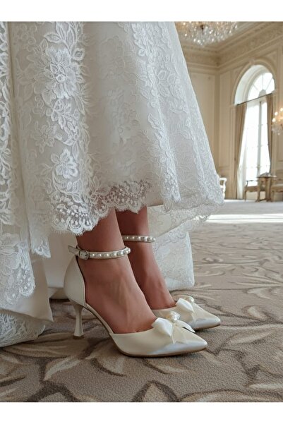 ŞAH Kurdeleli İnci Taşlı Topuklu Gelin Nikah Abiye