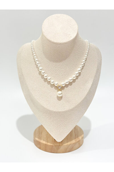 Zey Jewellery Sevda - Zirkon Kalpli İnci Kolye