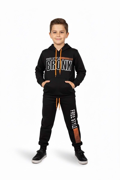 Mnk Baby&Kids Set de trening din două piese Bronx MNK0459 NEGRU