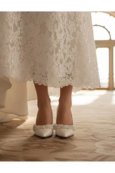 ŞAH İnci Taşlı Stiletto Gelin Nikah Abiye Ayakkabı