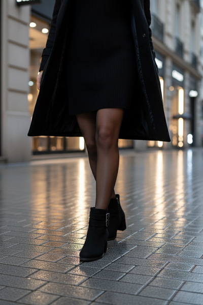 marinarosse Kadın Hermina Siyah Süet Çift Tokalı Kısa Bot