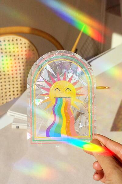 Buka Shops Holografik "Summer Positive" Papatya Sun Catcher - Neşeli Gökkuşağı Pencere Filmi