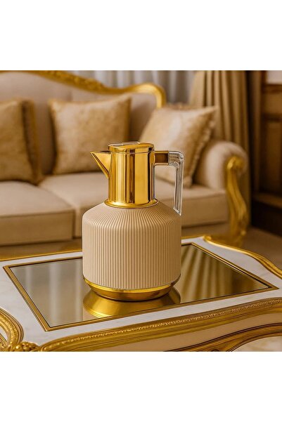 Dania Thermos for tea and coffee, acrylic handle, golden beige color