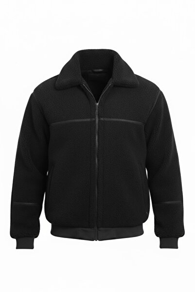 Valiberta Мъжко палто с подплата и ленти - черно