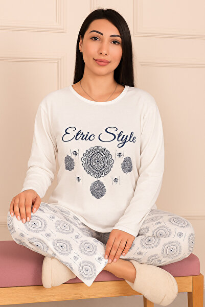 Niket Life Ethnic Patterned Long Sleeve Pajama Set