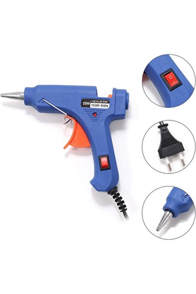 HKM Ticaret 20 Watt Sıcak Silikon Tabancası Şeffaf Mum Yapıştırıcı Tabanca 10 Adet 15 cm Çubuk Silikon Hediye