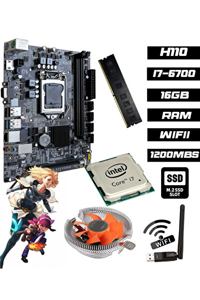 jetucuzal B12895 i7-6700 4.00GHz 8 Çekirdek 16GB RAM H61 1200Mbps WiFi CPU Fan Bundle Anakart Komple SET