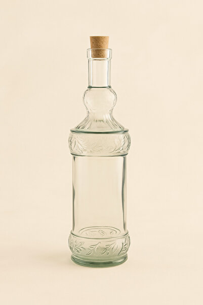 esdekor وعاء زيت زجاجي من سان ميغيل لوريل سعة 700 مل مع سدادة، تصميم إسباني بنمط أوراق الشجر