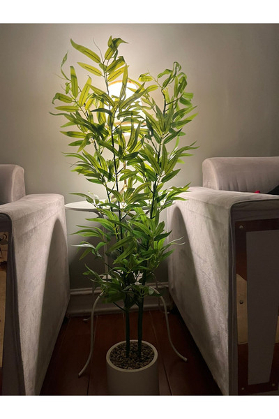 co arma شجرة خيزران صناعية مع وعاء أبيض120سم