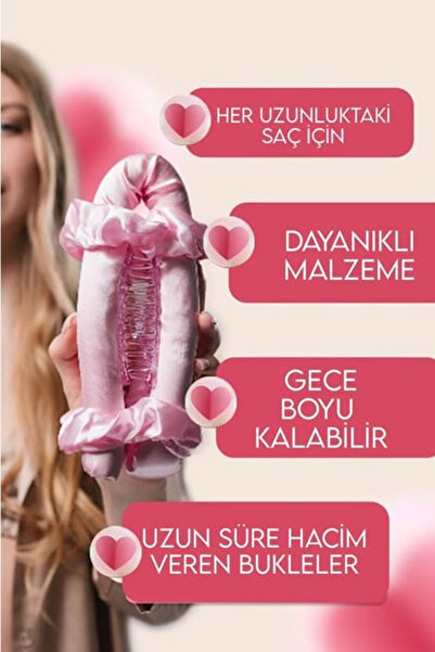 Kezban Tekstil Isısız Saç Şekillendirme Seti - Saten Gece Bigudisi - Saç Sosisi 4 PARÇA