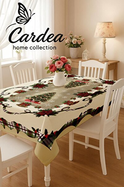 Cardea Home Collection Merry Christmas stolnjak sa cvetnim i borovim motivima