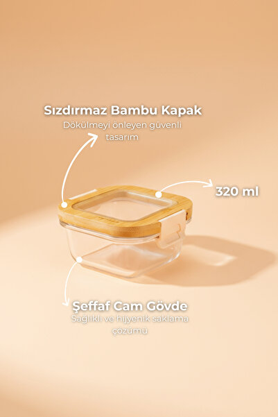 Bambum Poira Glass Storage Container with Lid and Lock 320 ml